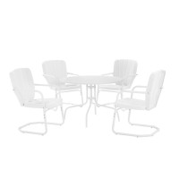 Ridgeland 5Pc Outdoor Metal Dining Set White Gloss /White Satin - Dining Table & 4 Chairs