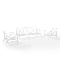 Kaplan 3Pc Outdoor Metal Sofa Set Navy/White - Sofa & 2 Arm Chairs