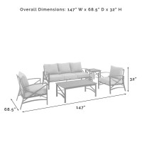 Kaplan 5Pc Outdoor Metal Sofa Set Oatmeal/Oil Rubbed Bronze - Sofa, Coffee Table, Side Table, & 2 Arm Chairs