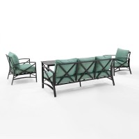 Kaplan 4Pc Outdoor Metal Sofa Set Mist/Oil Rubbed Bronze - Sofa, Coffee Table, & 2 Arm Chairs