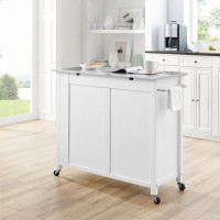 Savannah Stainless Steel Top Full-Size Kitchen Island/Cart White/Stainless Steel