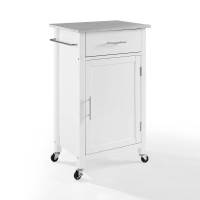 Savannah Stainless Steel Top Compact Kitchen Island/Cart White/Stainless Steel