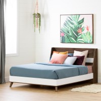 Yodi Complete Bed, Natural Walnut And Pure White, W55.5 X D76.75 X H35.75