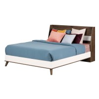 Yodi Complete Bed, Natural Walnut And Pure White, W55.5 X D76.75 X H35.75
