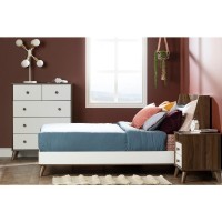 Yodi Complete Bed, Natural Walnut And Pure White, W55.5 X D76.75 X H35.75