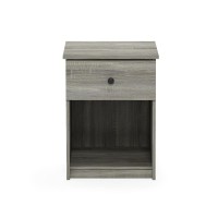 Furinno Lucca Nightstand With One Drawer, French Oak Grey