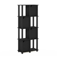 Furinno Brahms 5-Tier Storage Shelf With 4 Doors, Black Oak/Black
