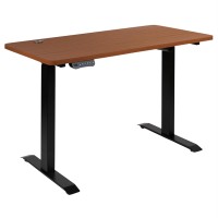 Electric Height Adjustable Standing Desk - Table Top 48 Wide - 24 Deep (Mahogany)