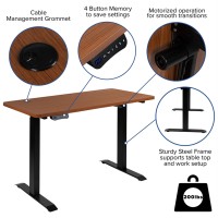 Electric Height Adjustable Standing Desk - Table Top 48 Wide - 24 Deep (Mahogany)