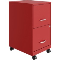 Lys Mobile File Cabinet - 14.3 X 18 X 26.5 - 2 X Drawer(S) For File, Document - Letter - Glide Suspension, Locking Drawer, Mobility, Pull Handle - Red - Baked Enamel - Steel - Recycled - Assembly R