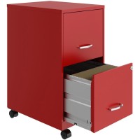 Lys Mobile File Cabinet - 14.3 X 18 X 26.5 - 2 X Drawer(S) For File, Document - Letter - Glide Suspension, Locking Drawer, Mobility, Pull Handle - Red - Baked Enamel - Steel - Recycled - Assembly R