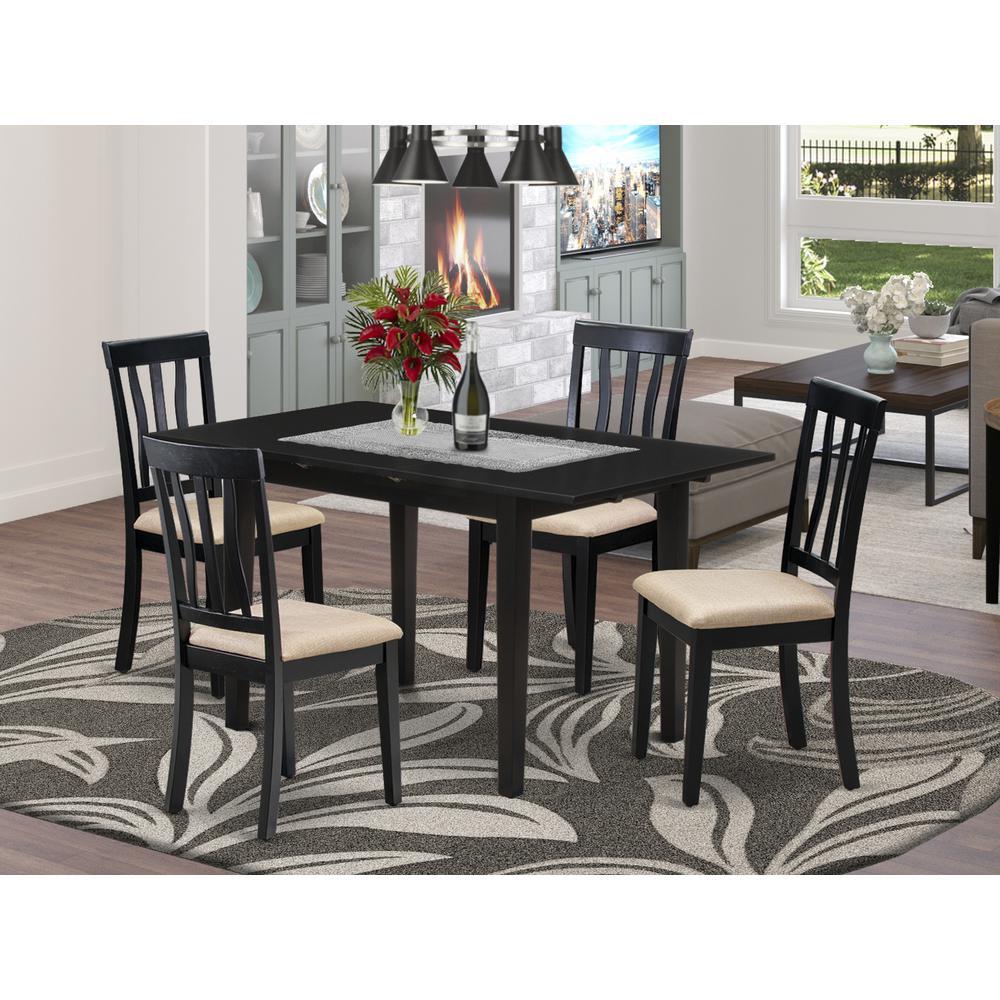 Dining Table- Dining Chairs, Noan5-Blk-C