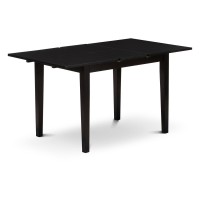 East West Furniture Nogr3-Blk-W 3 Piece Set For Small Spaces Contains A Rectangle Dining Room Table With Butterfly Leaf And 2 Wood Seat Chairs, 32X54 Inch