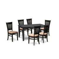 Dining Table- Dining Chairs, Duva7-Blk-C