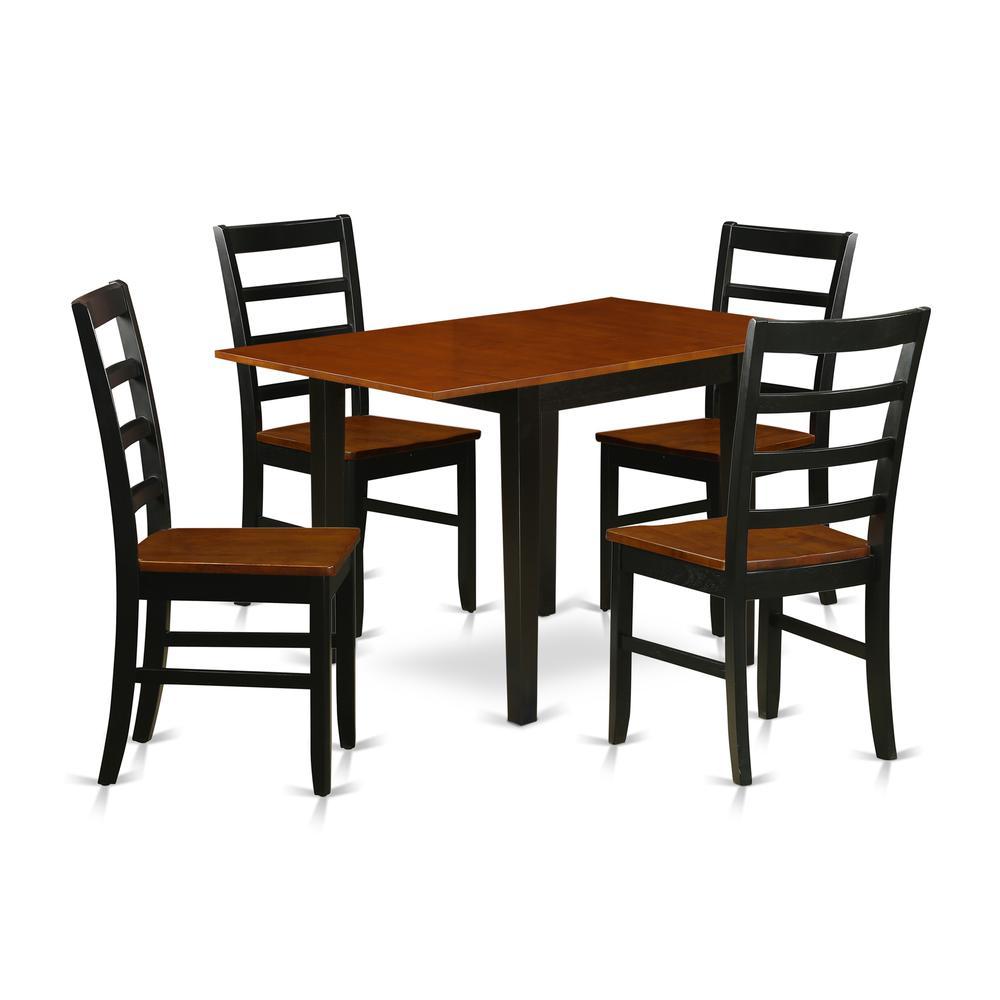 Dining Room Set Black & Cherry, Ndpf5-Bch-W