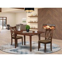 East West Furniture Nocl3-Mah-C 3 Piece Dining Set Contains A Rectangle Dining Room Table With Butterfly Leaf And 2 Linen Fabric Upholstered Kitchen Chairs, 32X54 Inch, Mahogany