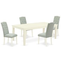 Dining Room Set Linen White, Lgce5-Lwh-15