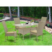 Wicker Patio Set Natural Linen, Osos5-03A