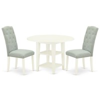 Dining Room Set Linen White, Suce3-Lwh-15