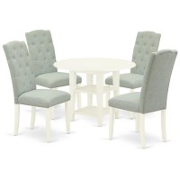 Dining Room Set Linen White, Suce5-Lwh-15