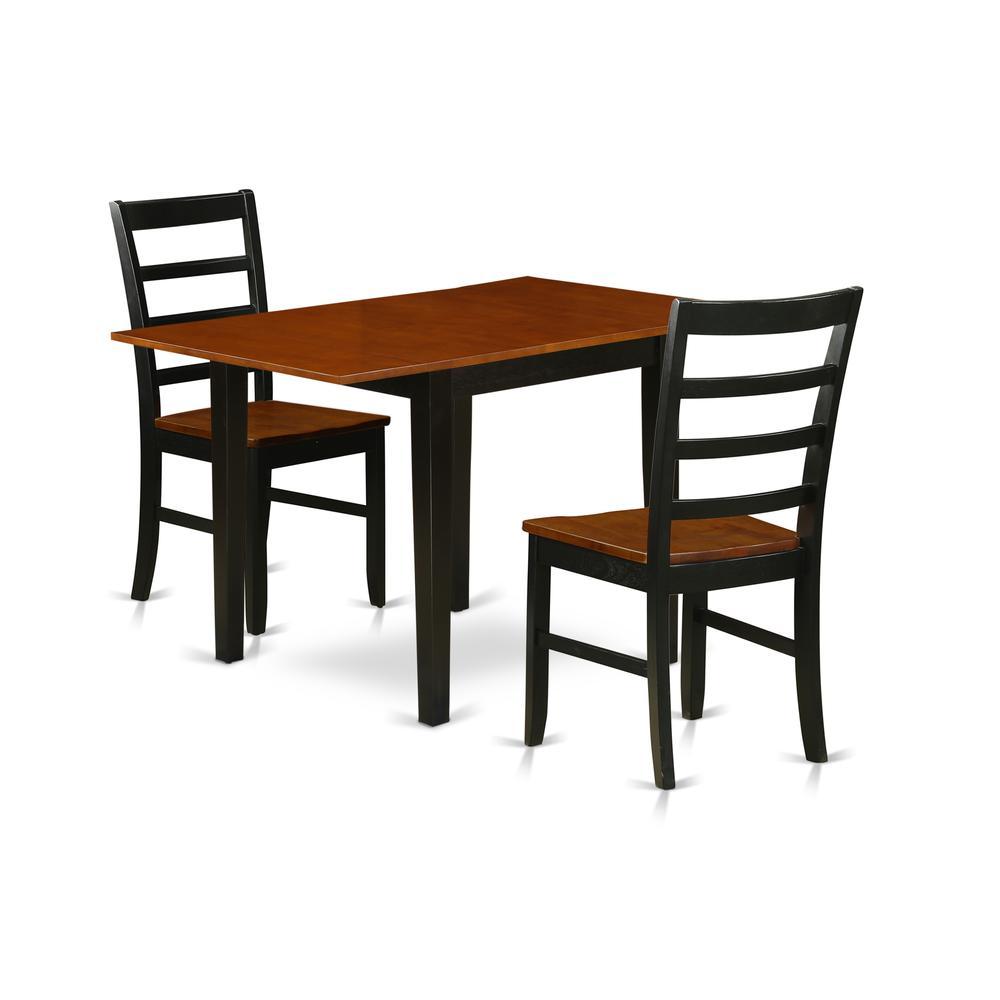 Dining Room Set Black & Cherry, Ndpf3-Bch-W