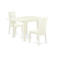 Dining Room Set Linen White, Ndip3-Lwh-W