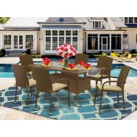 Wicker Patio Set Brown, Osju7-02A