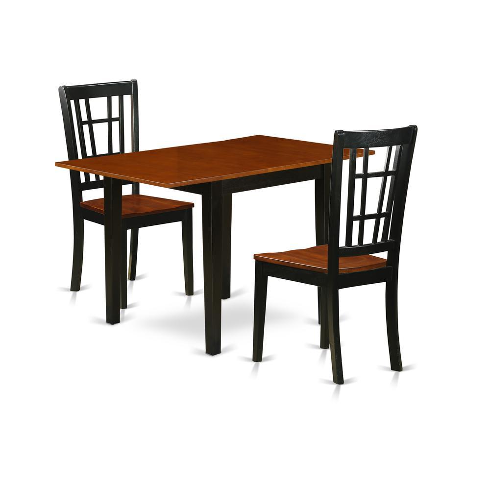 Dining Room Set Black & Cherry, Ndni3-Bch-W