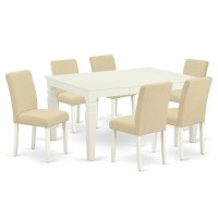 Dining Room Set Linen White, Weab7-Lwh-02