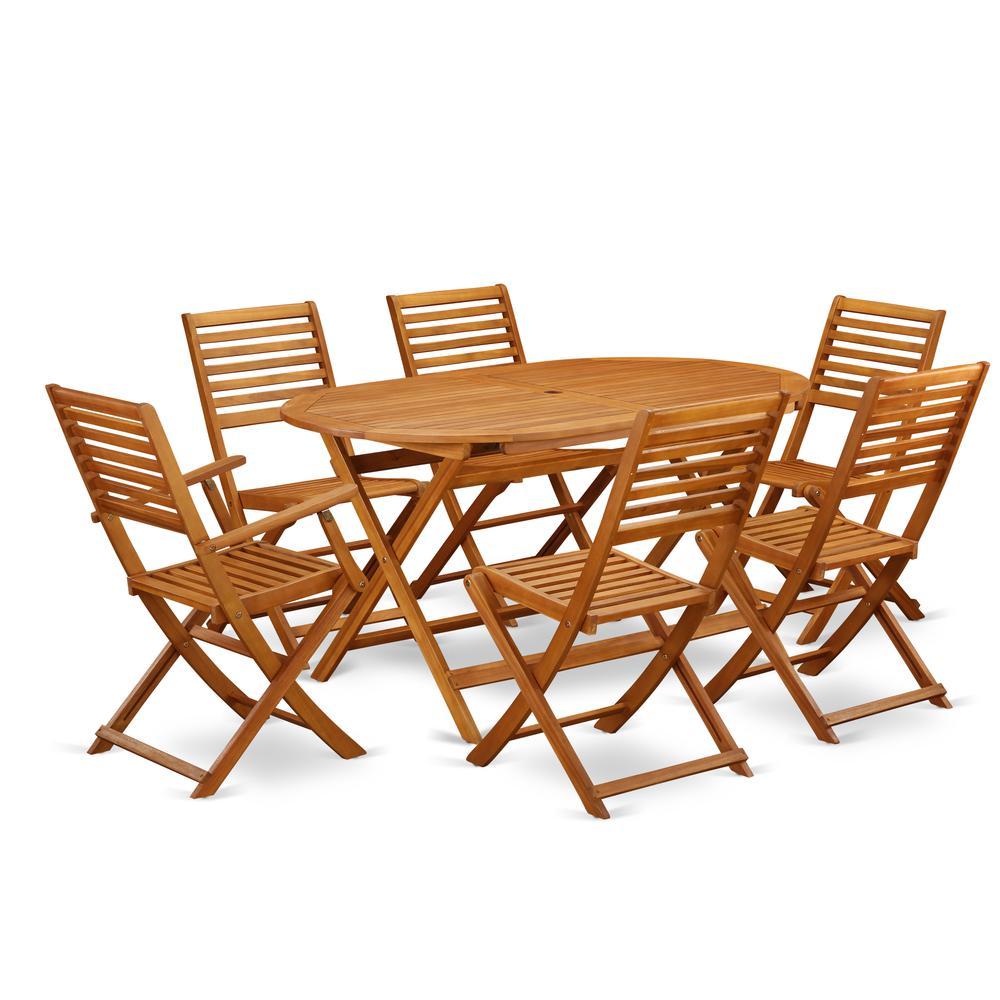 Wooden Patio Set Natural Oil, Dibs72Cana