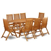 Wooden Patio Set Natural Oil, Bscn9Nc5N