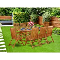 Wooden Patio Set Natural Oil, Bscn9Nc5N