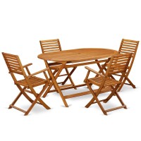 Wooden Patio Set Natural Oil, Dibs5Cana