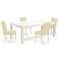 Dining Room Set Linen White, Lgab5-Lwh-64