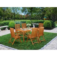 Wooden Patio Set Natural Oil, Cmcn7Nc5N