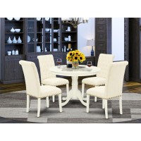 Dining Room Set Linen White, Hlbr5-Lwh-02