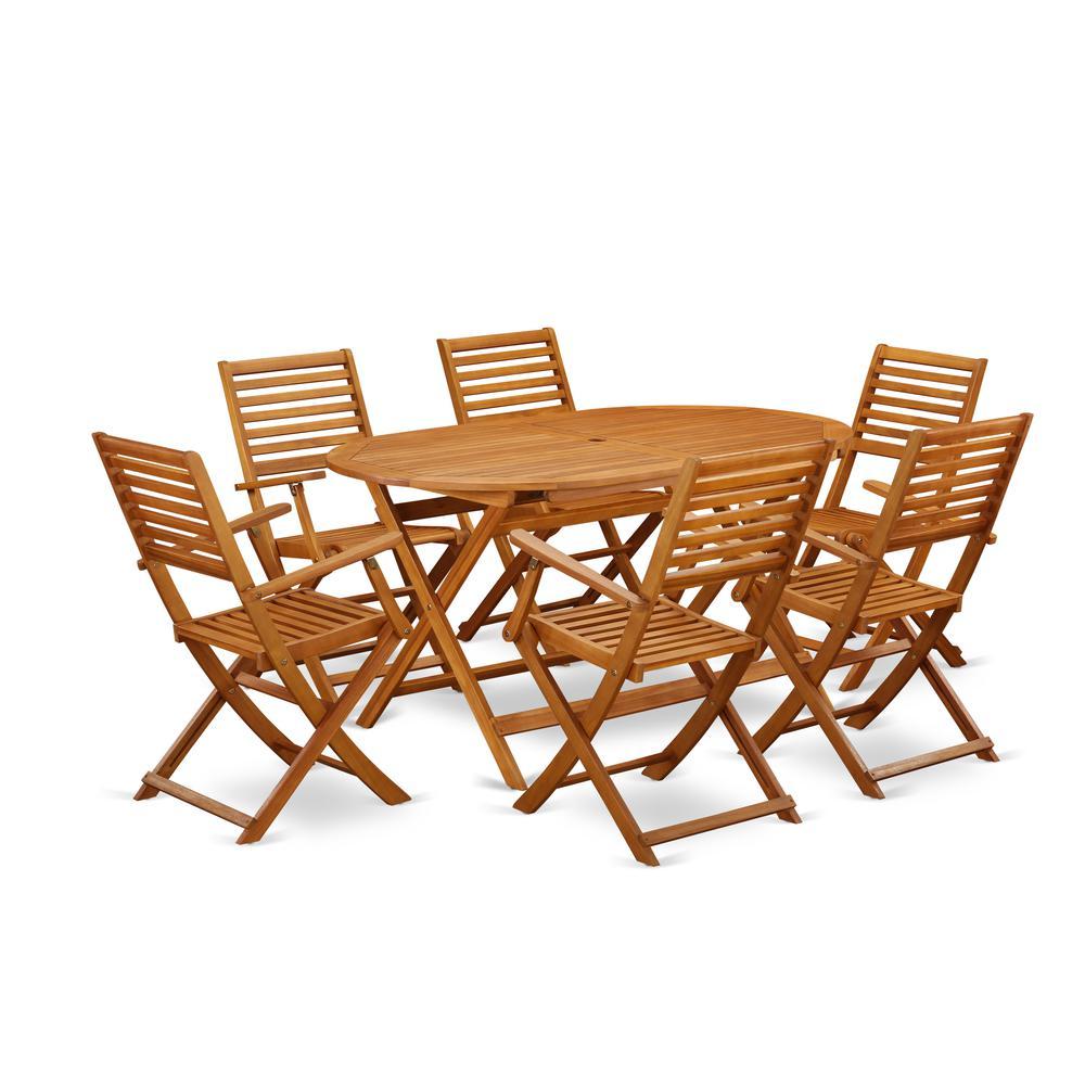 Wooden Patio Set Natural Oil, Dibs7Cana