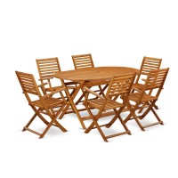Wooden Patio Set Natural Oil, Dibs7Cana