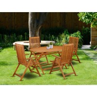 Wooden Patio Set Natural Oil, Dicn5Nc5N