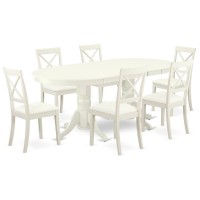 Dining Room Set Linen White, Vabo7-Lwh-Lc