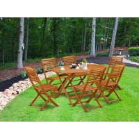 Wooden Patio Set Natural Oil, Dibs7Cwna