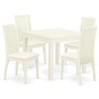 Dining Room Set Linen White, Oxip5-Lwh-C
