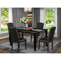 Dining Room Set Black, Duen5-Blk-69