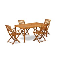 Wooden Patio Set Natural Oil, Cmbs5Cana