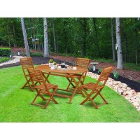 Wooden Patio Set Natural Oil, Dibs5Cwna