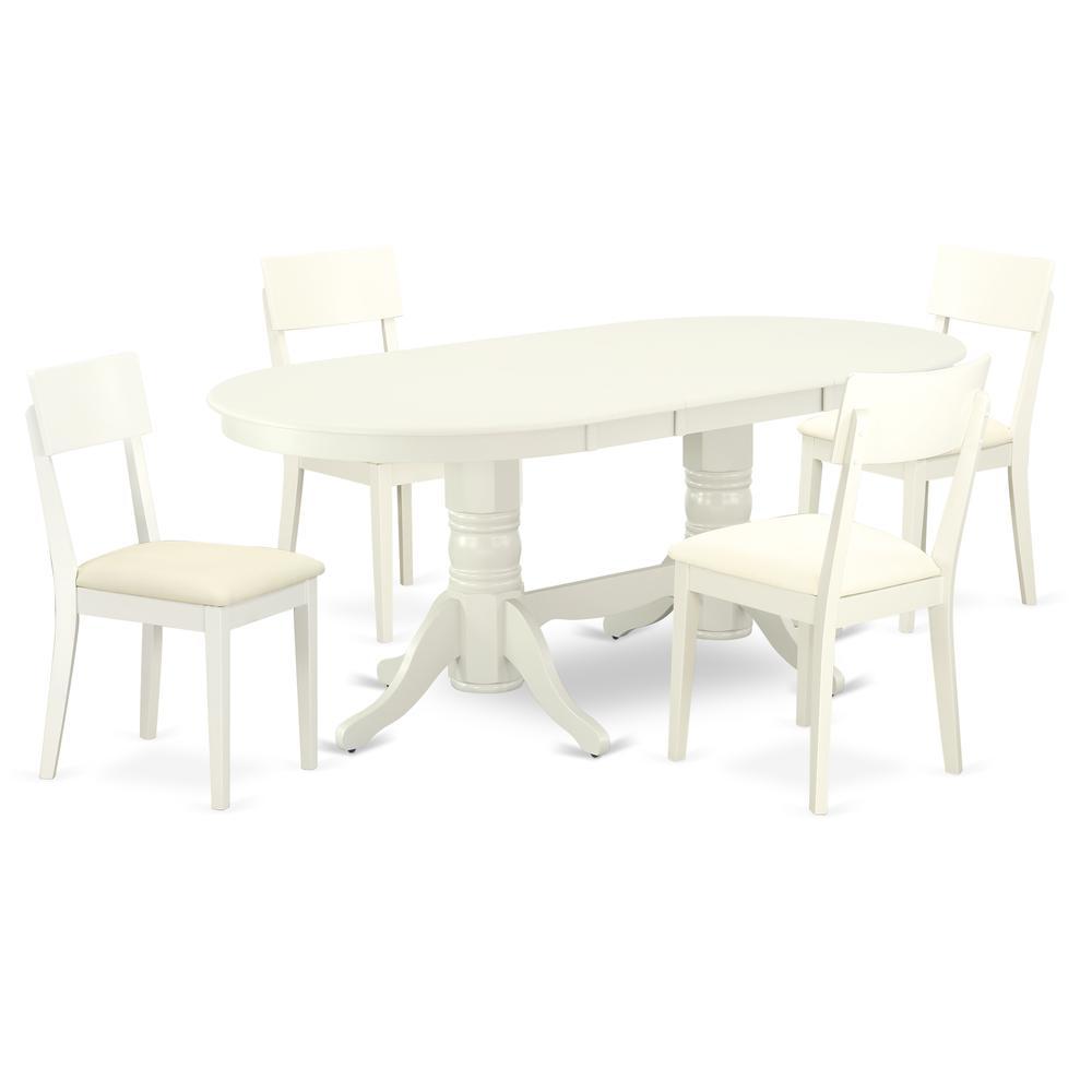 Dining Room Set Linen White, Vaad5-Lwh-Lc