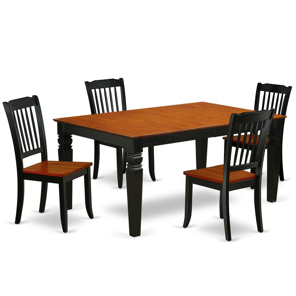 Dining Room Set Black & Cherry, Weda5-Bch-W