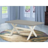 Dining Table Wire Brushed Linen White & Cement, Xt097