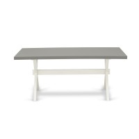 Dining Table Wire Brushed Linen White & Cement, Xt096