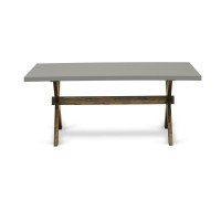 Dining Table Distressed Jacobean & Cement, Xt796